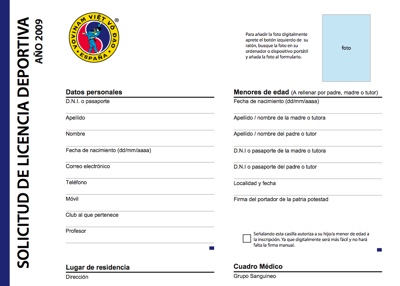 Nuevo formulario de licencia federativa